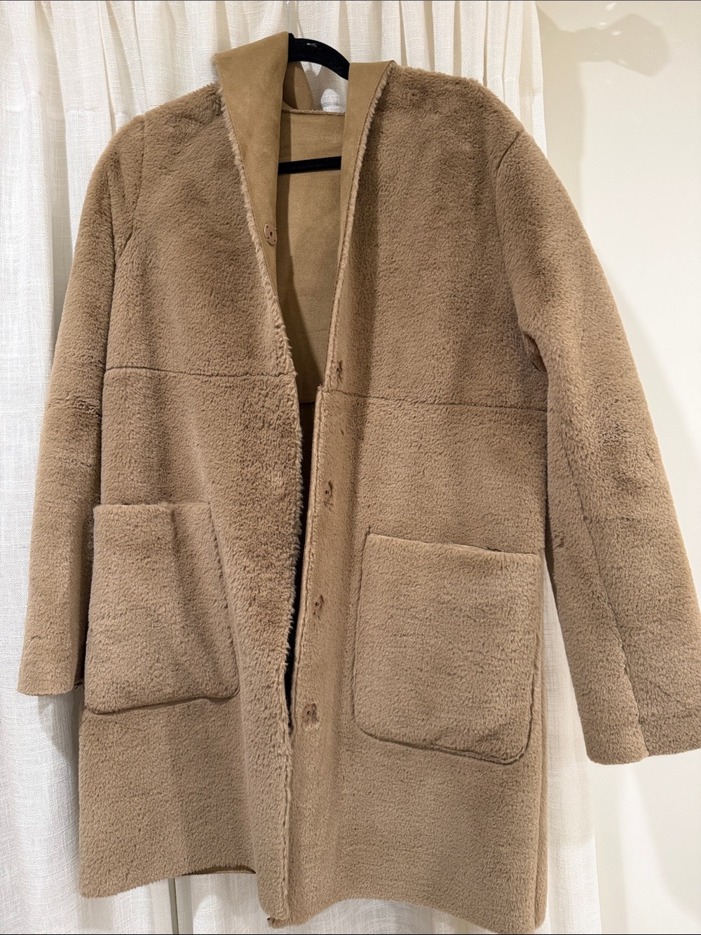 Zara reversible Beige Faux Shearling Coat